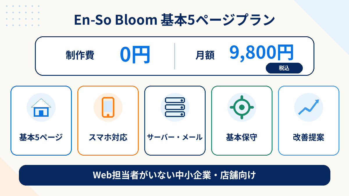 En-So Bloomの制作費0円・月額9,800円基本5ページプラン