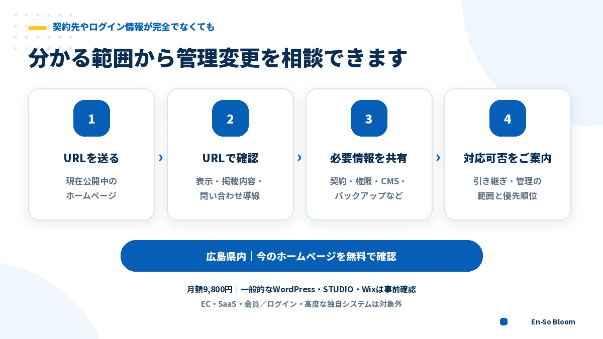 ホームページ管理会社を変更したい場合の無料確認と相談手順