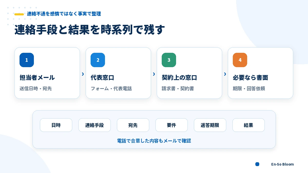 ホームページ制作会社へ連絡するときの連絡手段と記録項目