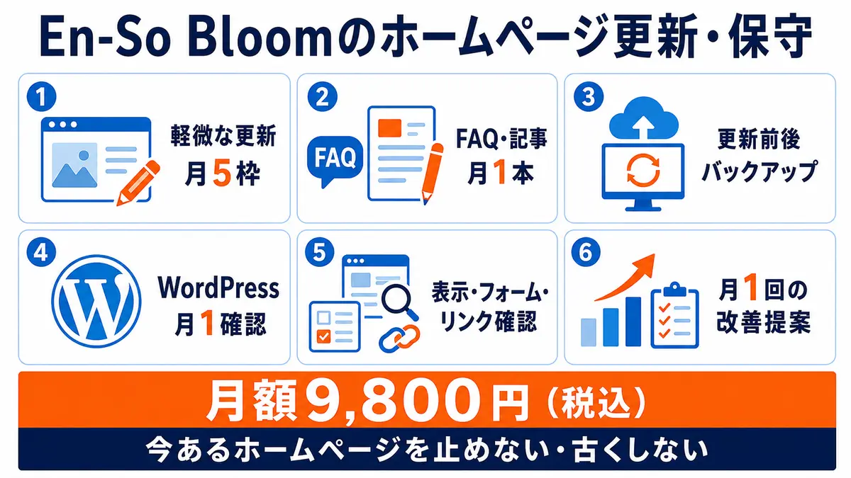 En-So Bloomのホームページ更新代行と保守サービスの内容