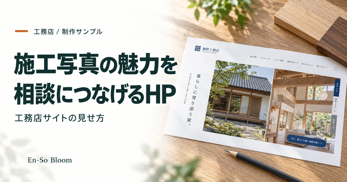 工務店ホームページの制作サンプル|施工写真と相談への流れをどう見せるか